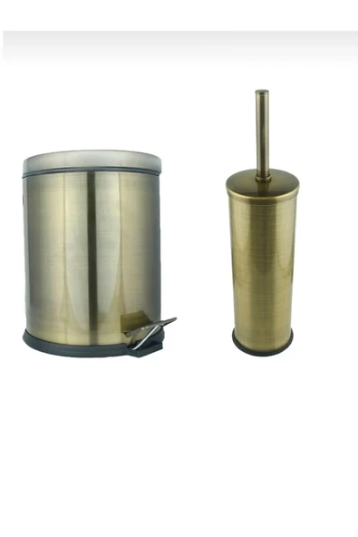 Antik Gold Çöp Kovası Antik Gold Fırça Komple Set Banyo Aksesuar Kova Fırça ürün görseli 1