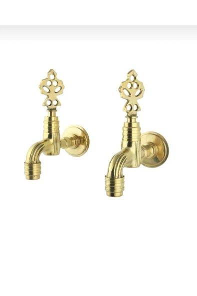 Kurna Musluğu Gold Hamam Bataryası Hortum Bağlama Aparatlı İkili Komple Set Altın ürün görseli 1