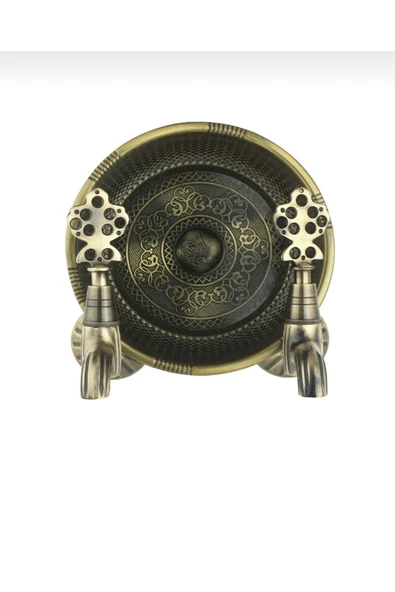 Antik Kurna Musluğu ve Hamam Tası Üçlü Set Hamam Tası Kurna Musluğu Komple Pirinç ürün görseli 1