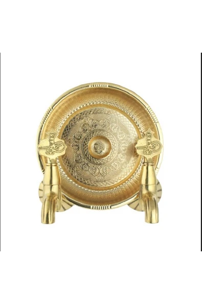 Kurna Musluğu Osmanlı Tuğralı Komple Set Hamam Tası Dahil Pirinç Kurna Bataryası ürün görseli 1