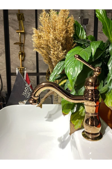 Bakır Lavabo Bataryası Bronz Lavabo Musluğu Country Design Rose Bakır Banyo Bataryası ürün görseli 1