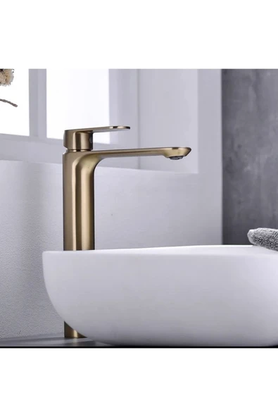 Mat Gold Çanak Lavabo Bataryası Mat Altın Banyo Musluğu Çanak Lavabo Musluğu ürün görseli 1