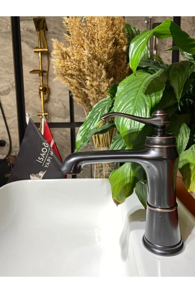 Siyah Lavabo Bataryası Vintage Lavabo Musluğu Mat Siyah Banyo Musluk Country Tasarım ürün görseli 1