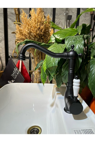 Siyah Lavabo Bataryası Zen Design Kolay Abdest Yüksek Lavabo Musluğu Siyah Armatür ürün görseli 1