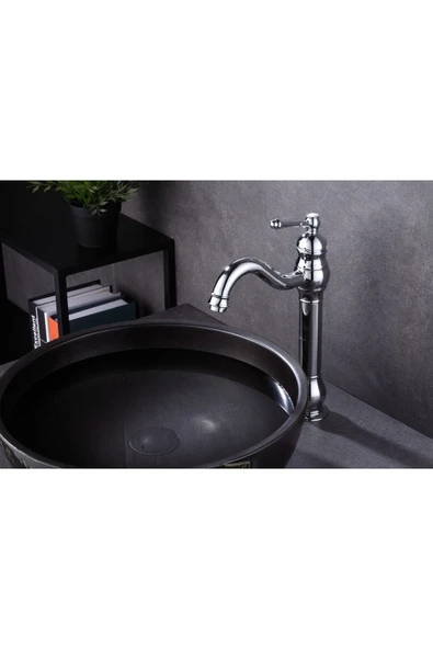 Gümüş Çanak Lavabo Bataryası Krom Lavabo Musluğu Polina Çanak Armatür Banyo Bataryası ürün görseli 1
