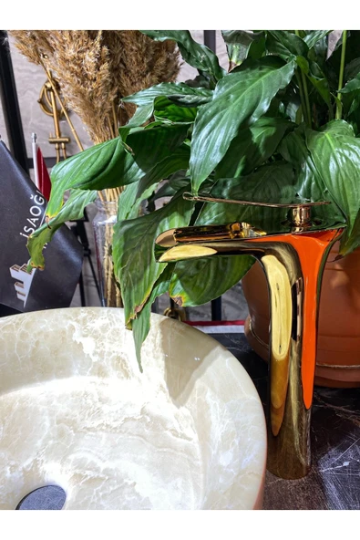 Parlak Gold Şelale Çanak Lavabo Bataryası Altın Şelale Çanak Bataryası Gold Lavabo Bataryası ürün görseli 1