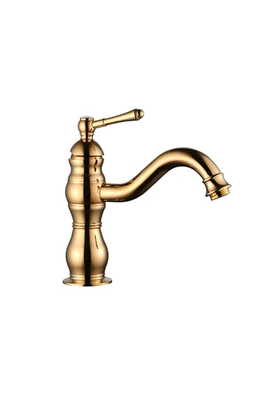 Gold Lavabo Bataryası Vintage Lavabo Musluğu Altın Banyo Bataryası ürün görseli 1
