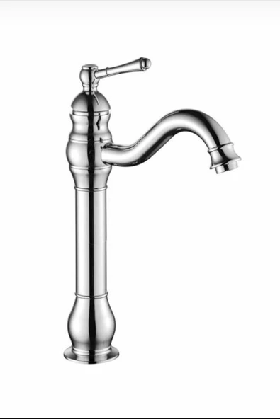 Çanak Lavabo Bataryası Vintage Çanak Armatür Silver Gümüş Renk Banyo Musluğu ürün görseli 1