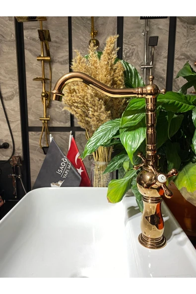 Bakır Mutfak Bataryası Bronz Rustik Musluk Vintage Model Evye Musluğu ürün görseli 1