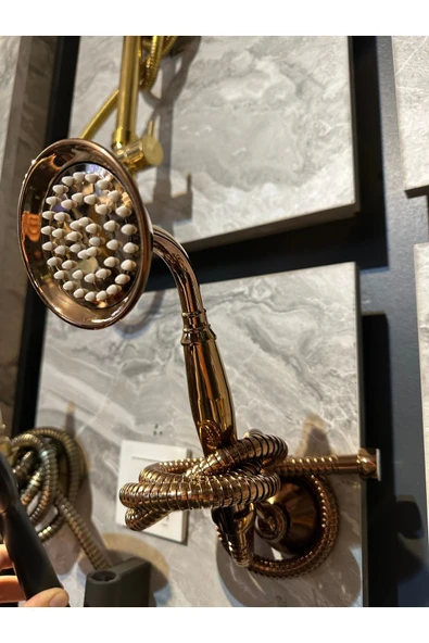 Bakır Duş Sistemi Klasik Vintage Bronz Duş Seti Bronz Askı Aparatı Dahil Komple Set ürün görseli 1