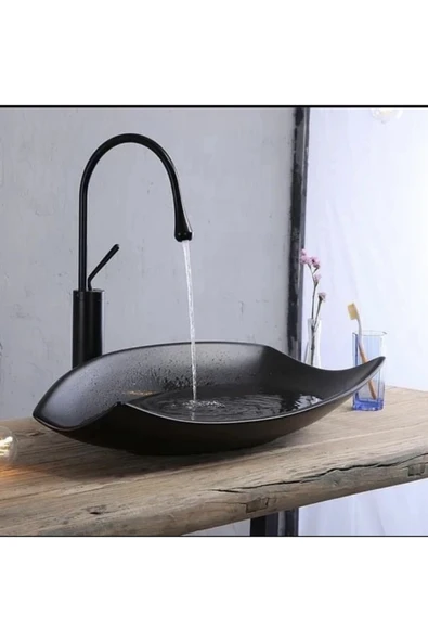 Lavabo Bataryası Siyah Çanak Lavabo Musluğu Drop Design Çanak Lavabo Uyumlu Siyah Batarya ürün görseli 1