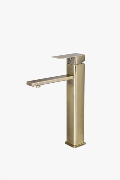 Mat Gold Çanak Lavabo Mat Altın Çanak Musluğu Fırçalanmış Gold Dore Renk Kare ürün görseli 1