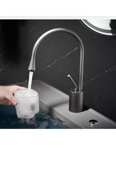 Siyah Lavabo Bataryası Siyah Banyo Musluğu Drop Design Lavabo Armatür ürün görseli 1