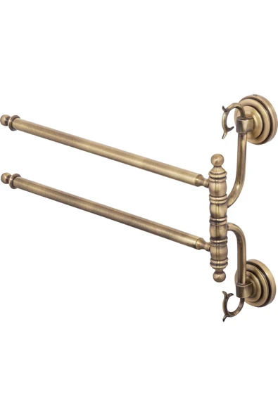 Pirinç İkili Havluluk Antik Gold Komple Pirinç Premium Vintage Banyo Havluluk Askılık ürün görseli 1