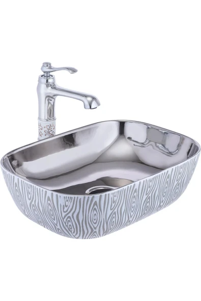 Çanak Lavabo Zebra Tasarım Seramik Lavabo 45X32 Batarya Hariçtir ürün görseli 1