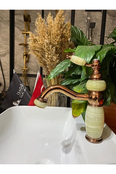 Bakır Lavabo Bataryası Mermer Tasarım Bronz Lavabo Musluğu Country Design Rose Bakır ürün görseli 1