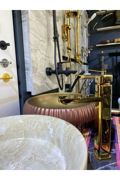 Parlak Gold Joy Design Çanak Lavabo Bataryası ürün görseli 1