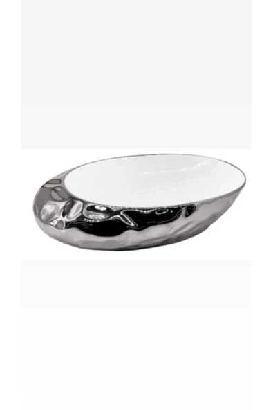 Banyo Çanak Lavabo 52*32*14 Ölçü Silver Gümüş Seramik Lavabo ürün görseli 1