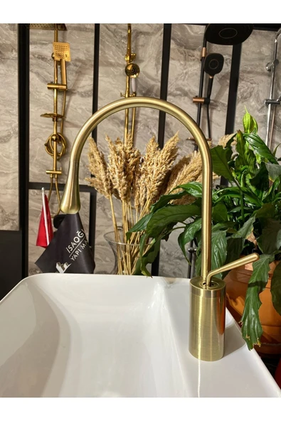 Mat Altın Mutfak Bataryası Antik Gold Evye Musluğu Mat Gold Lavabo Bataryası ürün görseli 1