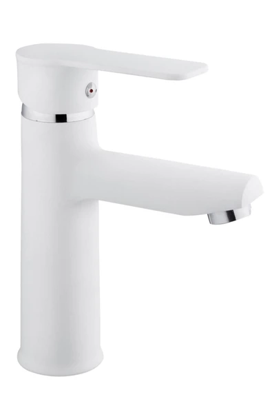 Beyaz Lavabo Bataryası Beyaz Lavabo Musluğu Mat Beyaz Leylak Armatür ürün görseli 1