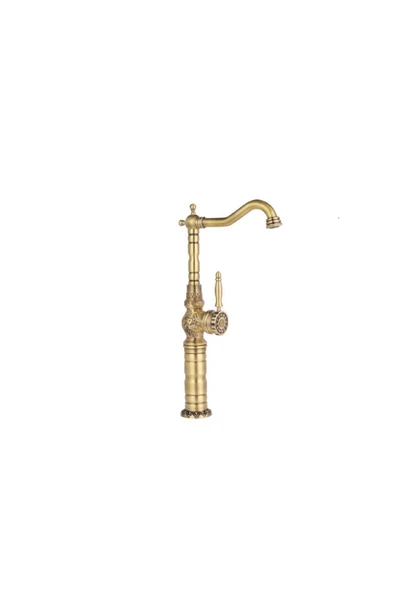 Mat Gold Çanak Lavabo Bataryası Antik Gold Çanak Armatür Vintage Klasik Tasarım Armatür Musluk ürün görseli 1