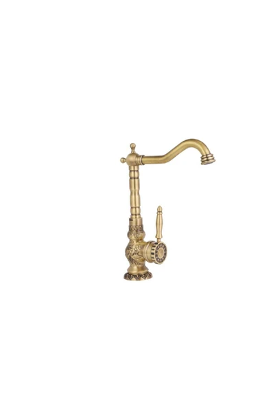 Antik Gold Mutfak Bataryası Eskitme Evye Musluğu Vintage Batarya Armatür Pirinç ürün görseli 1
