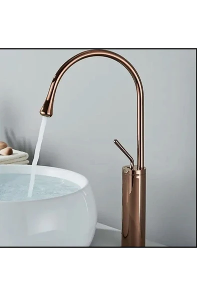 Çanak Lavabo Bataryası Bakır Lavabo Musluğu Bronz Modern Tasarım Armatür Çanak Lavabo Uyumlu ürün görseli 1