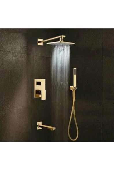 Banyo Bataryası Duş Seti Ankastre Gold Altın Dore 30x30 Tepe Duş Yeni Ürün 5 Yıl Garantili ürün görseli 1