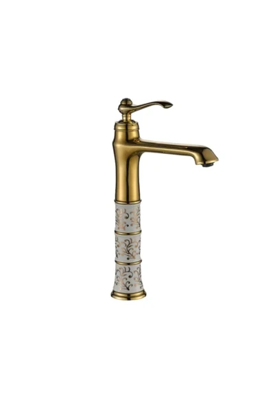 Çanak Lavabo Bataryası Gold Lavabo Musluğu Porsalenli Vintage Model Çanak Armatür ürün görseli 1