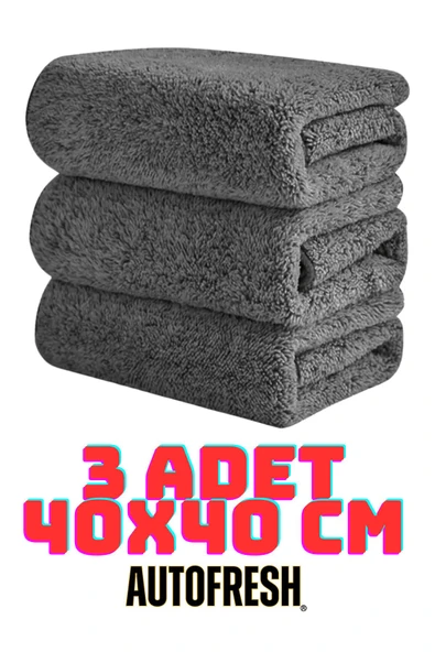 AutoFresh 3 ADET MİKROFİBER BEZ SETİ ARAÇ YIKAMA OTO UYGULAMA TEMİZLİK BEZİ 40X40 CM ürün görseli 1