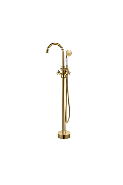 Gold Küvet Musluğu Jakuzi Bataryası Altın Küvet Vintage Tasarım Pirinç Malzeme ürün görseli 1