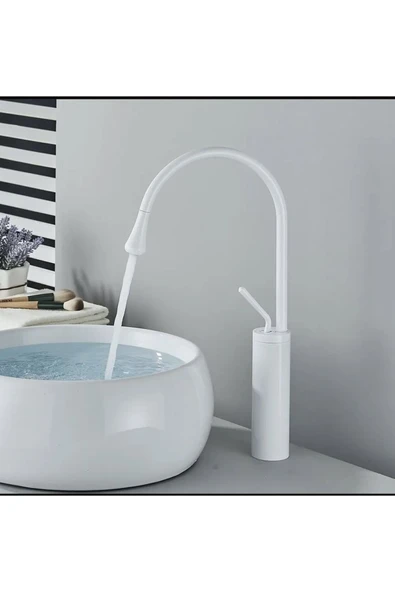 Çanak Lavabo Bataryası Mat Beyaz Lavabo Musluğu Drop Design Armatür Beyaz Musluk ürün görseli 1
