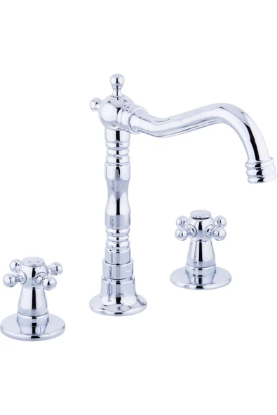 Ankastre Lavabo Bataryası Lavabo Musluğu 3 Delikli Batarya Silver Gümüş Ankastre Armatür ürün görseli 1
