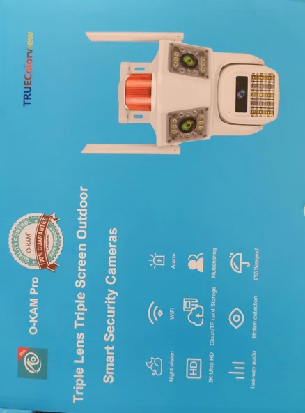 3 Kameralı 9mp O-kam 3033 Wıfı Ptz Kamera Gece Görüşlü Güvenlik Kamerası ürün görseli 1