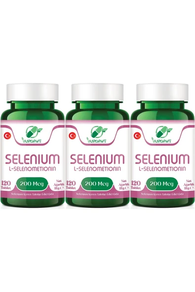 Yurdavit Selenium 200 Mcg Selenyum 3x120 Tablet L-selenometionin ürün görseli 1