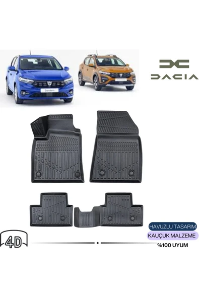 DACİA SANDERO 2021 4D Havuzlu Paspas ürün görseli 1