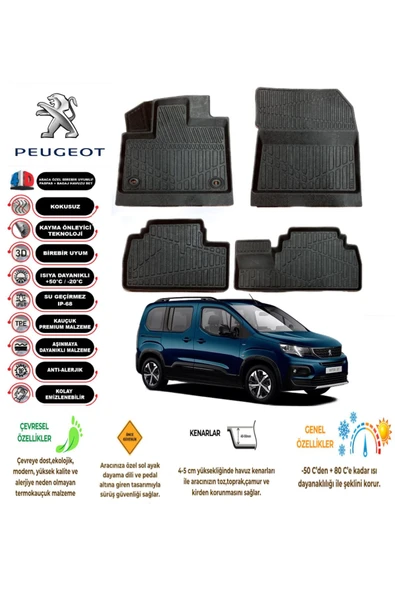 Peugeot Rifter Panelvan 2020 4D Havuzlu Paspas ürün görseli 1