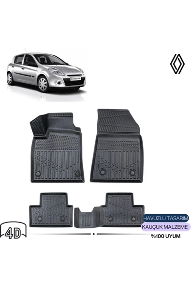 RENAULT CLİO 3 2008 4D Havuzlu Paspas ürün görseli 1