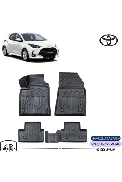 TOYOTA YARİS 2020 sonrası 4D ( Araca Özel ) PREMİUM HAVUZLU PASPAS ürün görseli 1