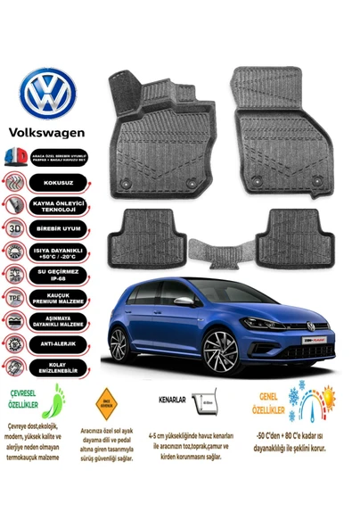 Volkswagen Golf 7 2015 4D Havuzlu Paspas ürün görseli 1