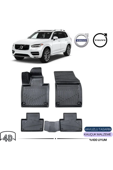 VOLVO XC90 2017 sonrası 4D ( Araca Özel ) PREMİUM HAVUZLU PASPAS ürün görseli 1