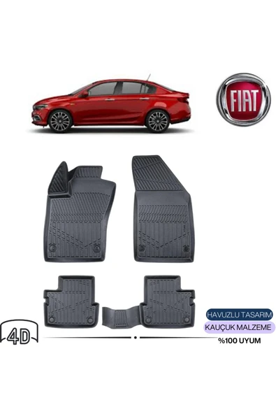 FİAT EGEA HYBRID 2021 sonrası 4D ( Araca Özel ) PREMİUM HAVUZLU PASPAS ürün görseli 1