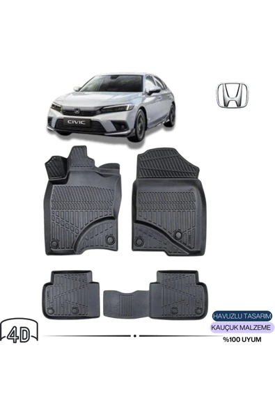 HONDA CİVİC 2021 sonrası 4D ( Araca Özel ) PREMİUM HAVUZLU PASPAS ürün görseli 1