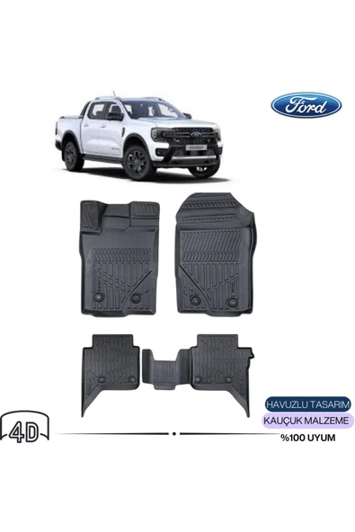 FORD RANGER 2023 sonrası 4D ( Araca Özel ) PREMİUM HAVUZLU PASPAS ürün görseli 1