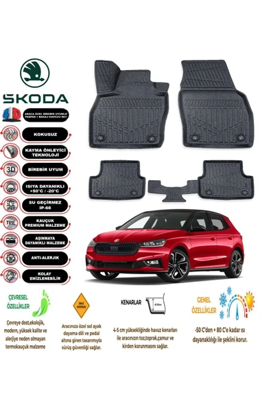 SKODA FABIA 4 2022 sonrası 4D ( Araca Özel ) PREMİUM HAVUZLU PASPAS ürün görseli 1