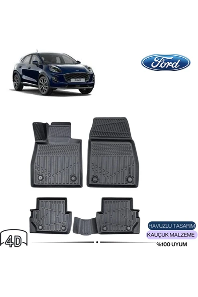 FORD PUMA 2019 sonrası 4D ( Araca Özel ) PREMİUM HAVUZLU PASPAS ürün görseli 1