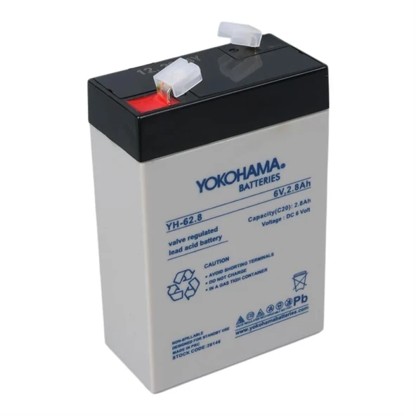 Ayt Yokohama YH-62.8 6 Volt 2.8 Amper Dik Akü 66x33x97 mm Yeni Tarihli Taze Akü ürün görseli 1