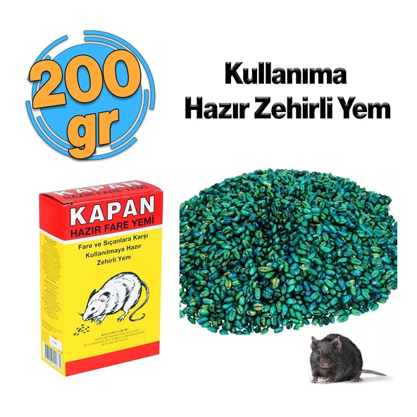 Fare Haşere Böcek Sıçan Yemi Zehir Buğday 200 gr Hazır Zehirli Yem 1 Adet ürün görseli 1