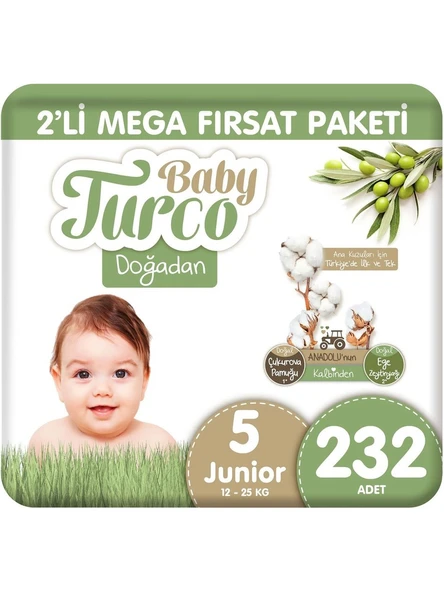 Baby Turco Doğadan 5 Numara Junior 232'li Bebek Bezi ürün görseli 1