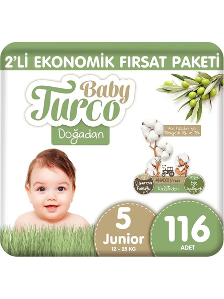 Baby Turco Doğadan 5 Numara Junior 116'lı Bebek Bezi ürün görseli 1